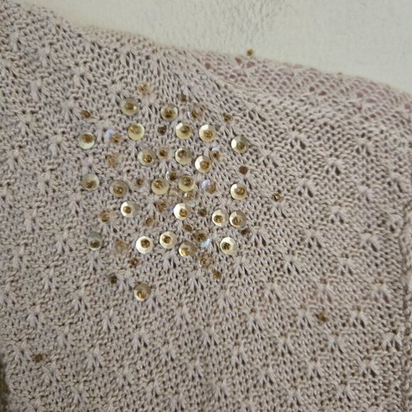 Ann Taylor Petites Beige Sequin Wrap Silk Blend Sweater Size SP - Picture 5 of 7